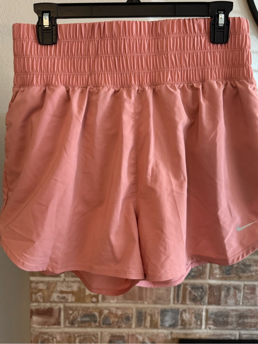 Nike Women's Corseted Waist Athletic Shorts in Dusty Pink